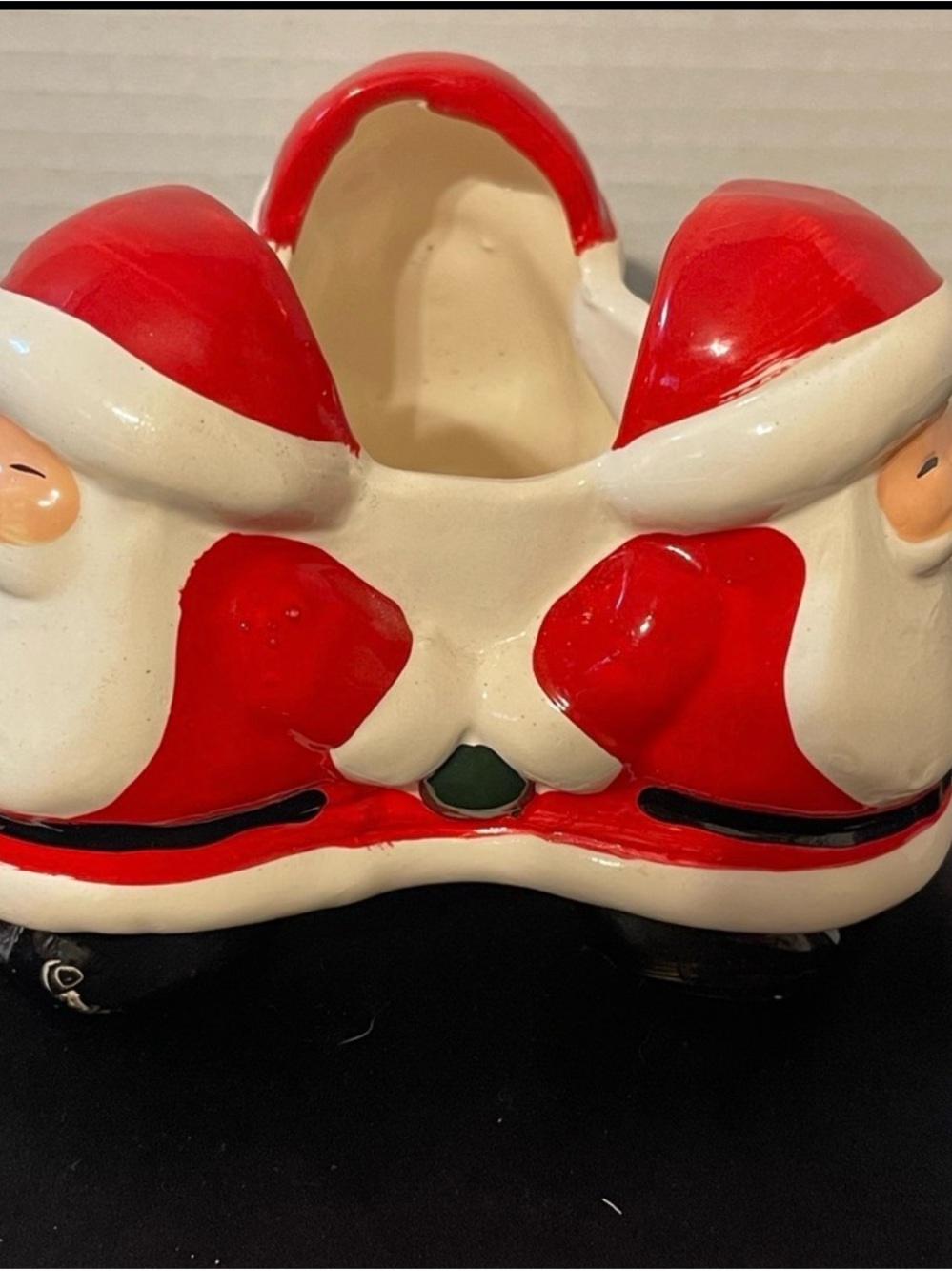 Lefton Red Triple Santa Sleigh Decor